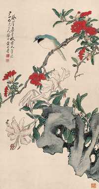 黄山寿 1903年作 花鸟 立轴